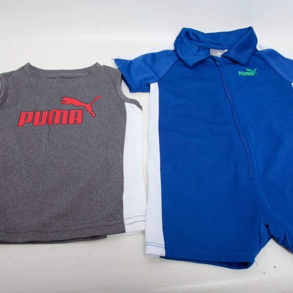 PUMA Baby Boy 2-Pieces– Size 18 Months – Navy Romper & Gray Tank Top - Picture 2 of 4